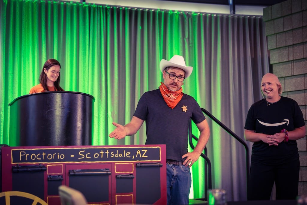Picture of Proctorio employees presenting at Proctorios user conference.